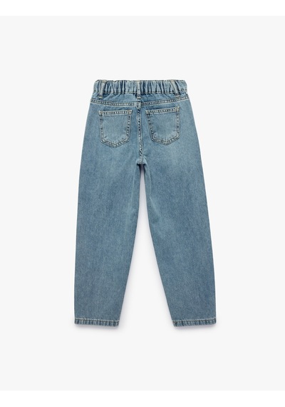 Koton Pamuklu Cep Detaylı Rahat Kesim Denim Pantolon Lıght Indıgo 7wkb40017td Açık Mavi