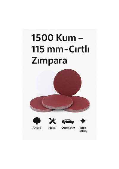 Merttools 115 Mm 1500 Kum Yuvarlak Cırtlı Zımpara 10 Adet İnce Yüzey & Polisaj Zımparası