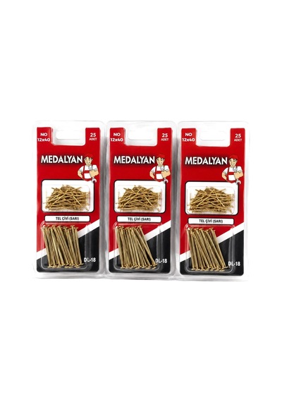300 Adet 12x40 Sarı Tp Çelik Tel Çivi 12x25pcs 5468