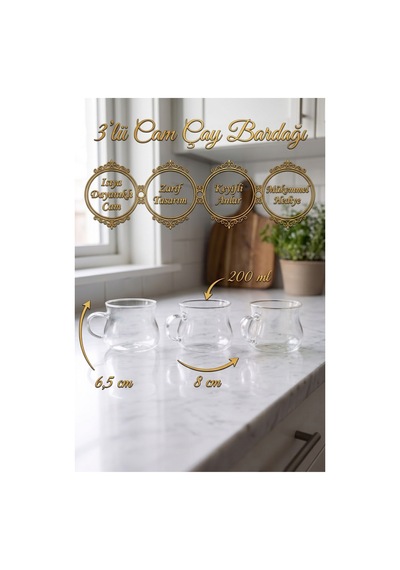 3'lü Borosilikat Cam Kupa Seti 200 Ml Şeffaf İnce Cam Kahve Bardağı Çay, Latte, Cappuccino, Espresso Ve Bitki Çayı Kupası Şeffaf Şeffaf 3'lü Borosilikat Cam Kupa Seti 200 Ml Şeffaf İnce Cam Kahve Bardağı Çay, Latte, Cappuccino, Espresso Ve Bitki Çayı Kupası Şeffaf Şeffaf