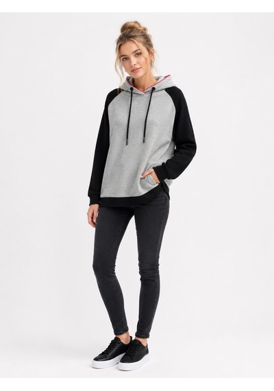 Neden Tekstil Kadın Kapüşonlu Regular Fit Sweatshirt Siyah Gri