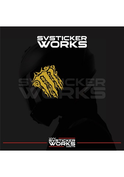 Monster Kask Sticker Tüm Kasklar Uyumlu Tek Yön 1 Adet Altın