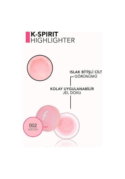 Flormar K-spirit Glass Highlighter Besleyici Etkili & Parlak Ve Islak Bitişli Aydınlatıcı 002 rselıght