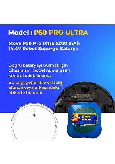 Mova P50 Pro Ultra 5200 Mah 14.4v Robot Süpürge Batarya