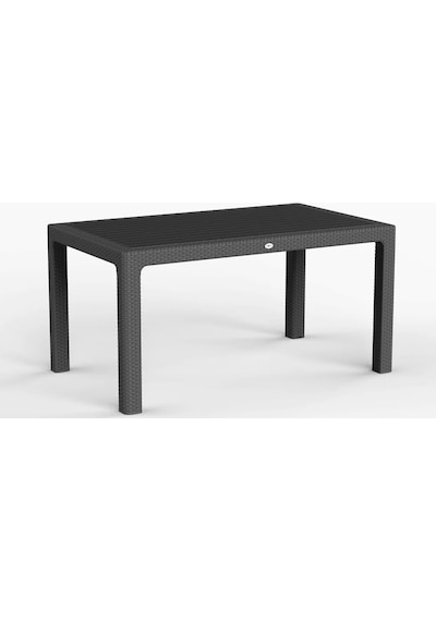 90 X 150 Bambu Plastik Dikdörtgen Rattan Camsız Bahçe Balkon Teras Masası Antrasit