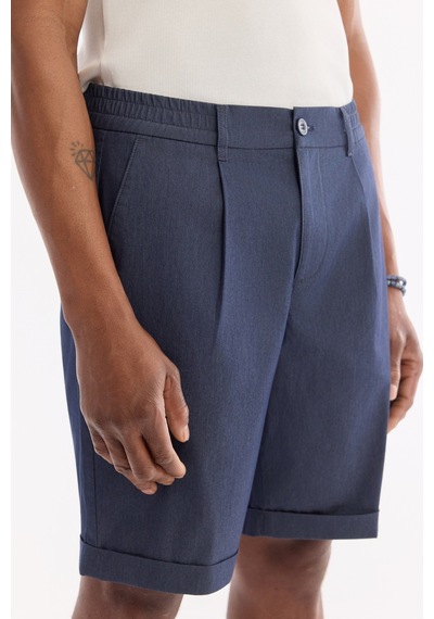 Avva Erkek İndigo Beli Lastikli Pamuklu Relaxed Fit Şort A61y3717