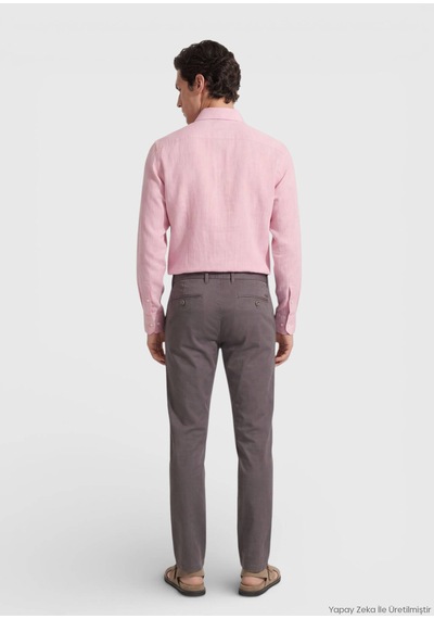 Ramsey Mürdüm Dokuma Regular Fit Casual Pamuk Karışımlı Pantolon