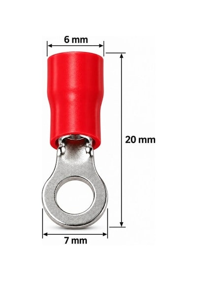 Powermaster Pm-39070 0,5-1,5mm2 Kesit 20x6x7mm Soket Kırmızı İzoleli Kablo Pabucu 100'lü Paket