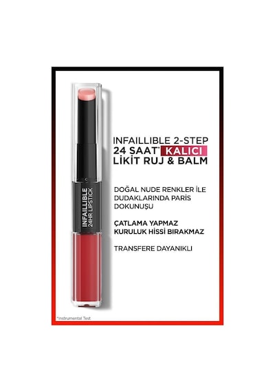 L'Oreal Paris Infaillible 2-Step 24 Saat Kalıcı Likit Ruj & Balm - 501 Timeless Red