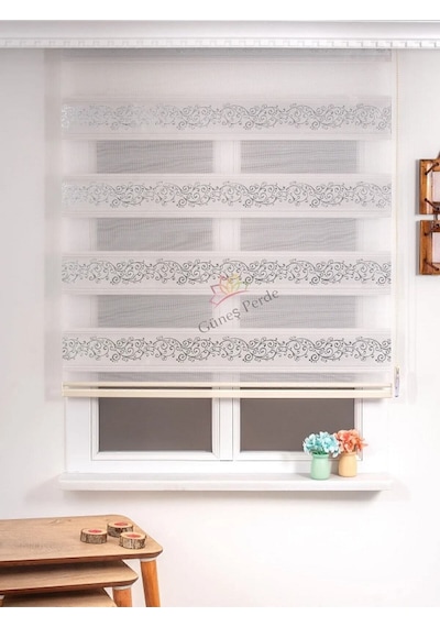 Gümüş Jakarlı Düz Zebra Stor Güneşlik Perde Alüminmyumkasa Beyazgümüş