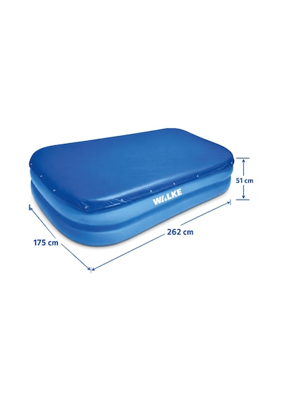 Walke Şişme Aile Havuzu 262x175x51 Cm Büyük Boy Dikdörtgen Havuz - Pompa Ve Havuz Örtüsü Dahil 14106 Mavi