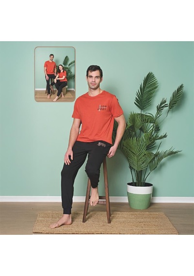 Over Sleep By Poleren Over Sleep 1983 Erkek Kısa Kol Uzun Alt Yazlık Pijama Takım Kiremit Over Sleep By Poleren Over Sleep 1983 Erkek Kısa Kol Uzun Alt Yazlık Pijama Takım Kiremit