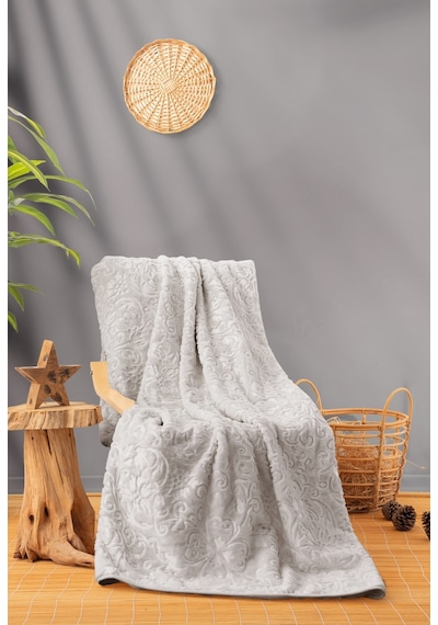 Cotton Box Emboss Çift Kişilik Battaniye Taş