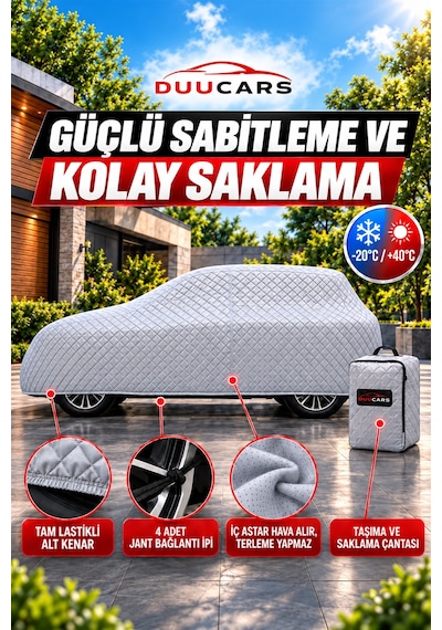 Bentley Azure Uyumlu 150 Gr Elyaf Dolgulu Dolu Ve Dış Etken Koruyucu Oto Branda - Gri Duucars