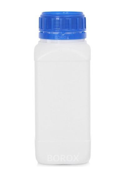 Borox Plastik Kare Şişe Mavi Kilit Kapaklı Sızdırmaz Numune Şişesi 100 x  500 ML