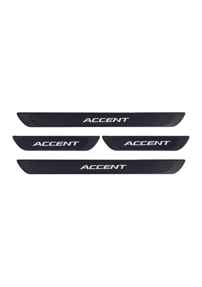 Hyundai Accent 2005-2011 Modeller Old Karbon Kapı Eşiği 4 Parça Krom Yazılı