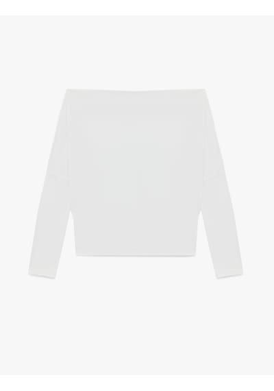 Koton Slim Fit Kayık Yaka Uzun Kollu Tişört Ekru 6sal10721ık
