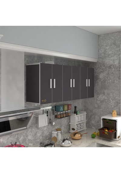 Kenzlife hazır mutfak zanobi gri 060*180*32 mutfak banyo dolabı kapaklı raflı