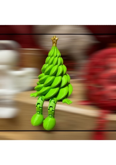 Hareketli Bacaklı Sehpa Kenarı Yılbaşı Ağacı Dekoru 3'lü Set - 3d Baskı Pla