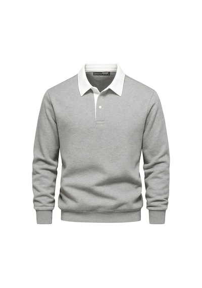 Ghassyco. Ghassy Co. Erkek Retro Renk Bloklu Pamuklu Gömlek Yaka Sweatshirt