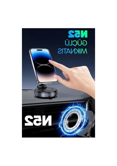 Magsafe Uyumlu Araç Telefon Tutucu, 360 Dönebilir Vantuzlu