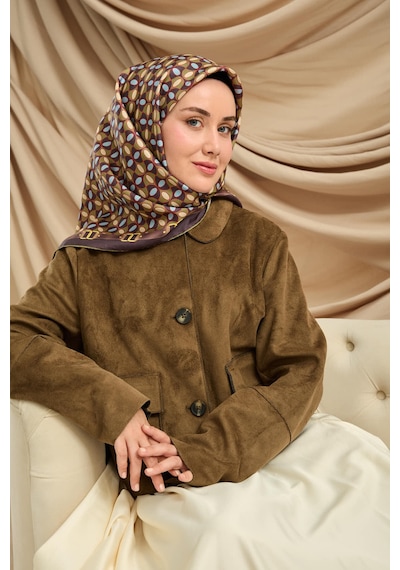 Silk Home Twill İpek Eşarp 11481-17 Kahve Mor, Bebe Mavi, Yeşil, Kırmızı