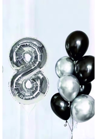 Rakam Folyo Balon Gümüş 102cm 40inç 8