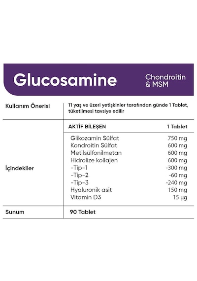 Collagen Forte Platinum Glucosamine Chondroitin Msm Collagen Tip 1-2-3 90 Tablet
