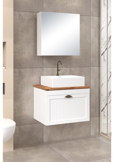 %100 Mdf 65 Cm Aren Banyo Dolabı Beyaz
