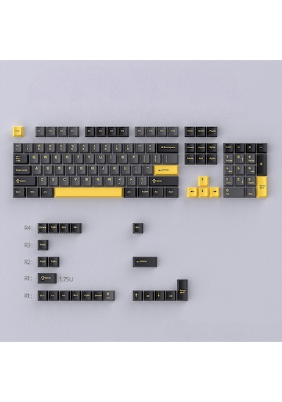 Gri Ve Sarı Mekanik Klavye Tuş Başlıkları Keycaps, Pbt Küçük Komple Set, Çift Renkli