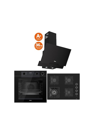 Ferre QEP64CS + SC405 + D063SA Steam Plus 65 Serisi 3'Lü Cam Ankastre Set