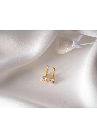925 Ayar Papatya Silver Tektaş Küpe.rose.gold.rodaj Gümüş