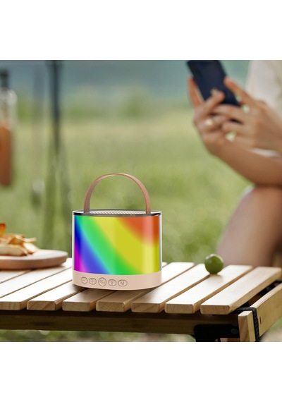 Lenyes S229 Rgb Işıklı Askılı Mikrofonlu Bluetooth Speaker Hoparlör V5.3 Bej