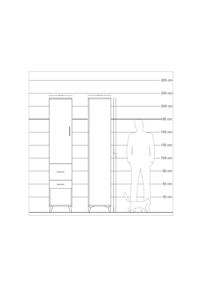 Hyperion Dolap 3 Raflı 2 Çekmeceli Tek Kapaklı 44x44x221 Aytaşı-antrasit Aytası
