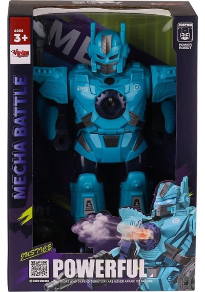 Işıklı Müzikli Savaşçı Robot 34 Cm Büyük Boy Oyuncak - Mavi/kırmızı