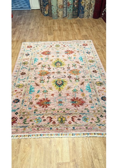 El Dokuma Afghan Halısı Pembe