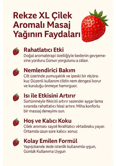 Masaj Yağı : 250ml Çilekli - Etkili- Yenilebilir - Aroma Terapi Ile Romantik Bir Deneyim - 503309669