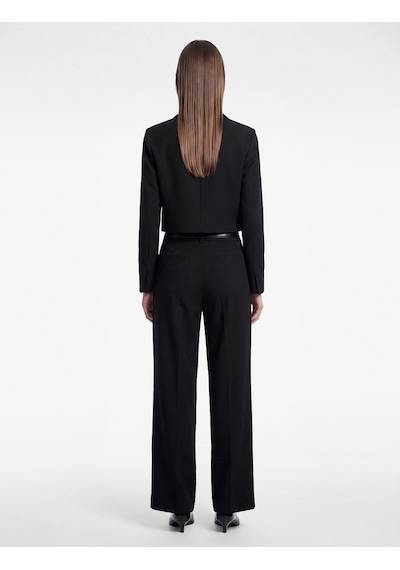 Koton Broşlu Geniş Yaka Uzun Kollu Crop Blazer Ceket Siyah 7wak50049uw