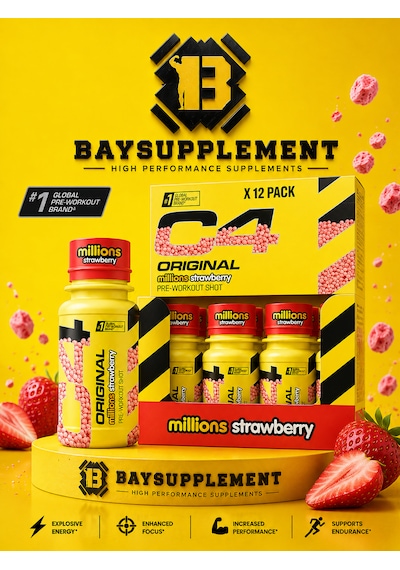 Cellucor C4 Pre-workout Millons Strawberry 12 Shot X 60 Ml. Çilek