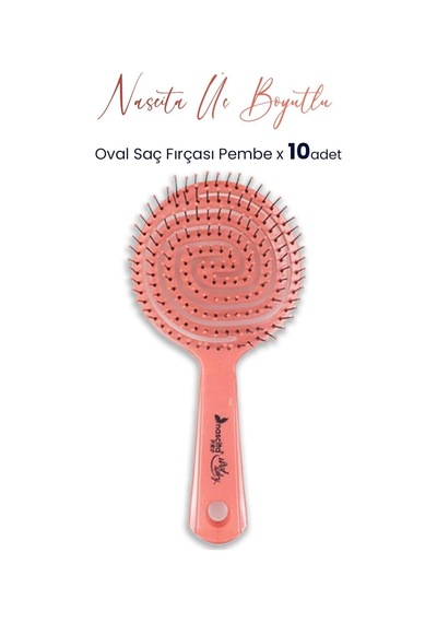 Nascita Professional Üç Boyutlu Oval Saç Fırçası Pembe X 10 Adet 0