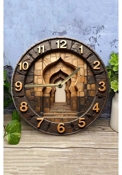 Tarihi Mimari Temalı 3d Görünümlü Mdf Duvar Saati 33 Cm Sdw91 Renkli