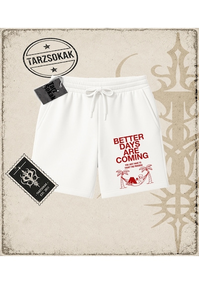 Tarzsokak Gotik & Grunge Streetwear Better Days Unisex Şort Beyaz