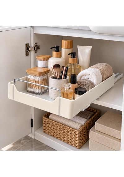 Lexroo Dolap İçi Raylı Organizer Çekmece 34 X 27 X 6,5 Cm, Çekilebilir Plastik Dolap Düzenleyici Çok Renkli