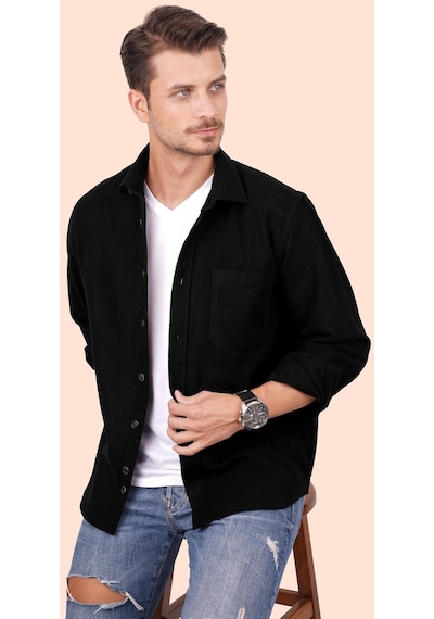 Siyah Düz Oversize Geniş Kalıp Kalın Oduncu Hediye Kutulu Gömlek 001 Siyah Düz Oversize Geniş Kalıp Kalın Oduncu Hediye Kutulu Gömlek 001