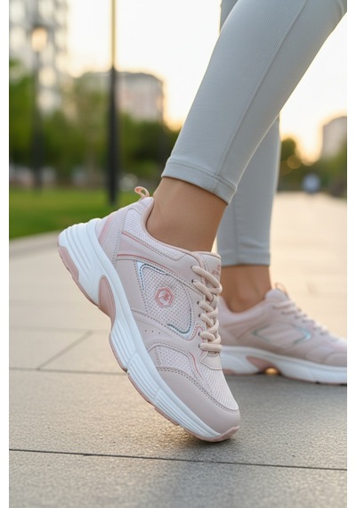 Enoch Kadın Nefes Alan File Saya Ergonomik Tasarım Rahat Yürüyüş Sneaker Pembe