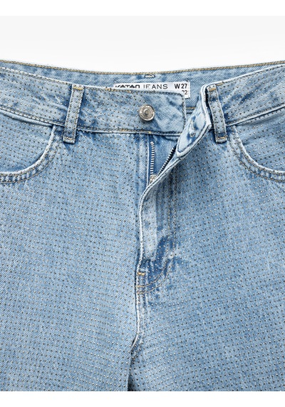 Koton Pamuklu Normal Bel Taş Detaylı Straight Fit Jean Açık İndigo 5sal40209md Açık İndigo Koton Pamuklu Normal Bel Taş Detaylı Straight Fit Jean Açık İndigo 5sal40209md Açık İndigo