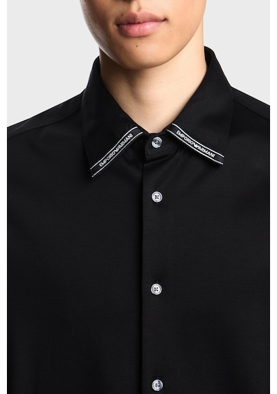 Emporio Armani Logolu Pamuklu Regular Fit Klasik Yaka Gömlek Erkek Gömlek Em003055 Af10761 Uc001 Siyah SİYAH