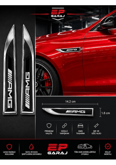 Mercedes Amg Yan Çamurluk / Kapı Üstü Logo Trim Seti Premium Tasarım