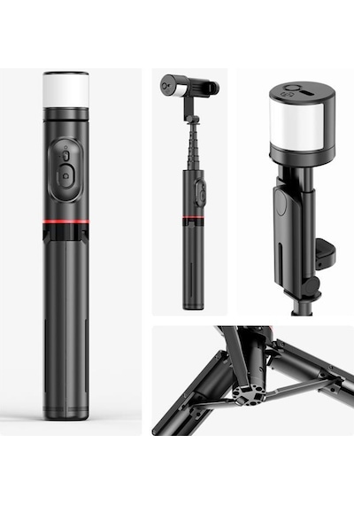 Torima Q12s Siyah Uzaktan Kumandalı Kablosuz Led Işıklı Selfie Çubuğu Tripod