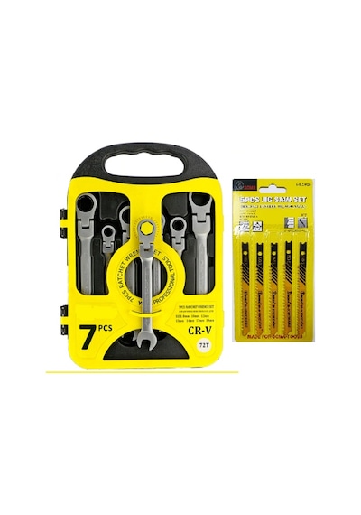 Makro 7 Parça Mafsallı Cırcır Anahtar Seti Cırcır Set 8-19 Mm